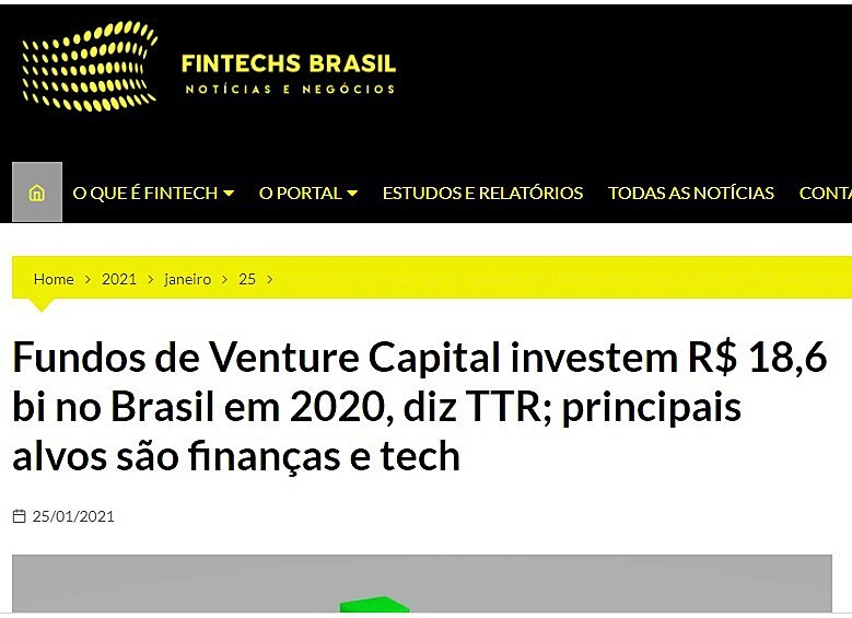 Fundos de Venture Capital investem R$ 18,6 bi no Brasil em 2020, diz TTR; principais alvos so finanas e tech